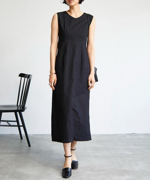 ECRIRE（エクリール）の「【haushinkaコラボ】リネンライク２WAYロングワンピース（ワンピース・レディース・ブラック/ブラウン/ベージュ/ライトグリーン・M/L）」の2枚目の写真