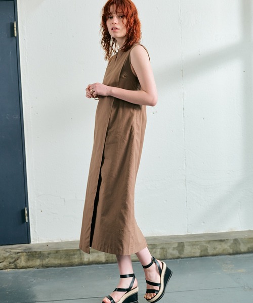 ECRIRE（エクリール）の「【haushinkaコラボ】リネンライク２WAYロングワンピース（ワンピース・レディース・ブラック/ブラウン/ベージュ/ライトグリーン・M/L）」の11枚目の写真