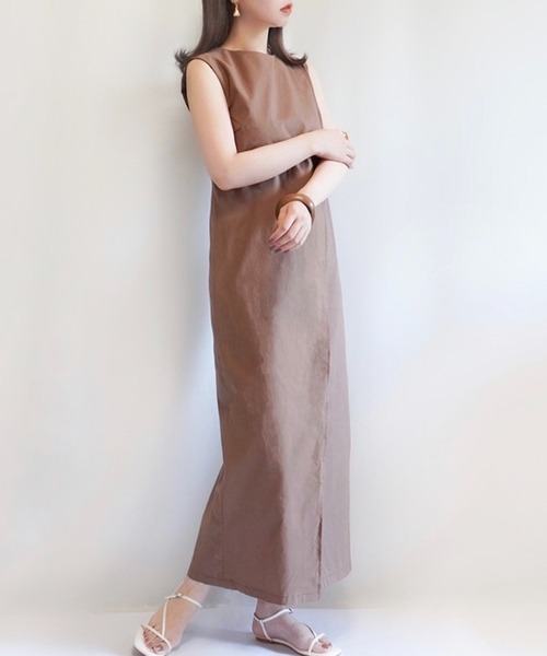 ECRIRE（エクリール）の「【haushinkaコラボ】リネンライク２WAYロングワンピース（ワンピース・レディース・ブラック/ブラウン/ベージュ/ライトグリーン・M/L）」の10枚目の写真