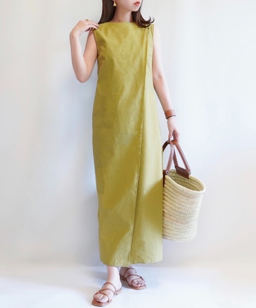 ECRIRE（エクリール）の「【haushinkaコラボ】リネンライク２WAYロングワンピース（ワンピース・レディース・ブラック/ブラウン/ベージュ/ライトグリーン・M/L）」の16枚目の写真