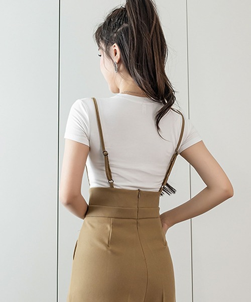 Grandeir（グランディール）の「ハイウエストサロペットパンツ（サロペット/オーバーオール・レディース・ブラック/モカ・M）」の8枚目の写真