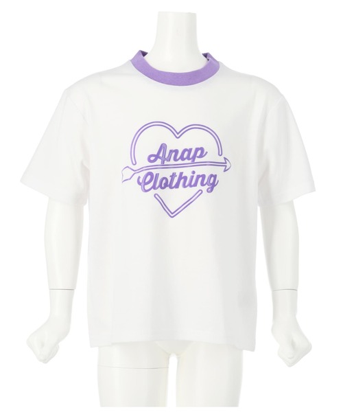 ANAP kids(アナップキッズ)の「シリコンプリントビッグトップスTシャツ(Tシャツ/カットソー・キッズ・ホワイト/ラベンダー/ブラック・120cm/130cm/110cm)」の2枚目の写真
