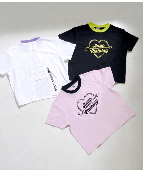 ANAP kids(アナップキッズ)の「シリコンプリントビッグトップスTシャツ(Tシャツ/カットソー・キッズ・ホワイト/ラベンダー/ブラック・120cm/130cm/110cm)」の1枚目の写真