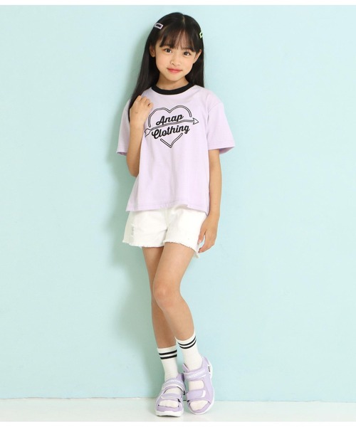 ANAP kids(アナップキッズ)の「シリコンプリントビッグトップスTシャツ(Tシャツ/カットソー・キッズ・ホワイト/ラベンダー/ブラック・120cm/130cm/110cm)」の15枚目の写真