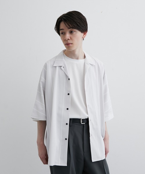 JUNRED（ジュンレッド）の「ドレープオープンカラードルマンシャツ（シャツ/ブラウス・メンズ・ホワイト/チャコールグレー/サックスブルー/ブラック系その他/グレー系その他・S/M/L）」の8枚目の写真