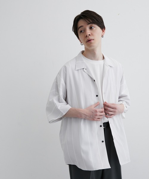 JUNRED（ジュンレッド）の「ドレープオープンカラードルマンシャツ（シャツ/ブラウス・メンズ・ホワイト/チャコールグレー/サックスブルー/ブラック系その他/グレー系その他・S/M/L）」の9枚目の写真