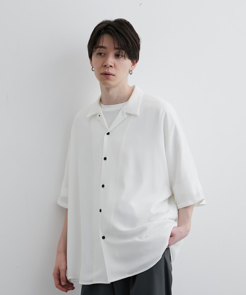 JUNRED（ジュンレッド）の「ドレープオープンカラードルマンシャツ（シャツ/ブラウス・メンズ・ホワイト/チャコールグレー/サックスブルー/ブラック系その他/グレー系その他・S/M/L）」の11枚目の写真