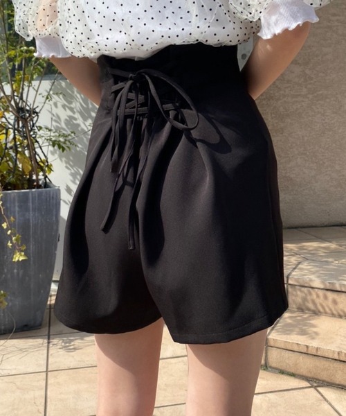 cygne スタイルアップショートパンツ Karine 黒 フロントタックショートパンツ miniqu ブラック | Cygne