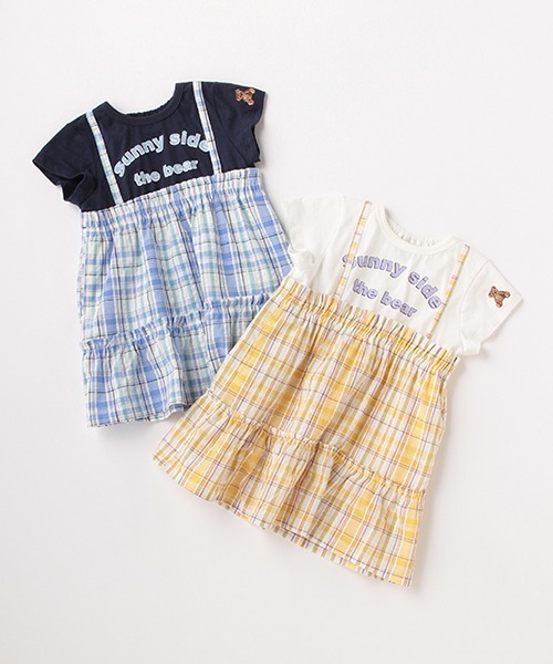 petit main(プティマイン)の「【リンク】ロゴT×チェックワンピース(ワンピース・キッズ・イエロー/ブルー・90cm/110cm/120cm/100cm/80cm/130cm)」の14枚目の写真