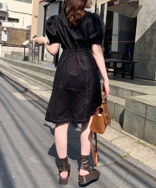 OLIVE des OLIVE ノースリーブシャツミニワンピース ブラック ノースリーブシャツミニワンピース（ワンピース）｜OLIVE des