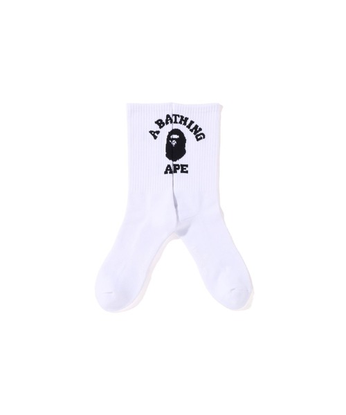 A BATHING APE（アベイシングエイプ）の「WEB限定/COLLEGE SOCKS M BAPEC（ソックス/靴下・メンズ・ホワイト/ブラック/グレー/ベージュ/サックスブルー・MEDIUM/LARGE）」の2枚目の写真