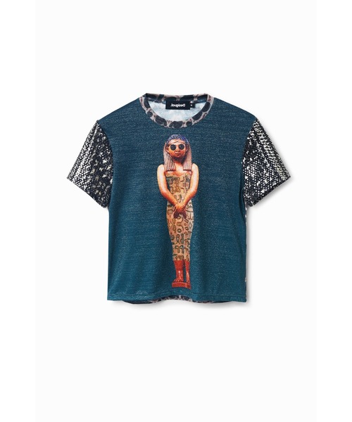 Desigual(デシグアル)の「Egypt digital collage print tee / エジプトデジタルコラージュプリントTシャツ(Tシャツ/カットソー・レディース・ブルー・S/M/XL/L/XS)」の3枚目の写真