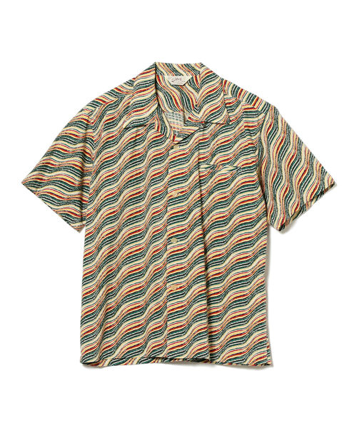 STAR OF HOLLYWOOD(スターオブハリウッド)の「STAR OF HOLLYWOOD / DOBBY COTTON OPEN SHIRT “WAVY STRIPES”(シャツ/ブラウス・メンズ・オフホワイト・LARGE/X-LARGE)」の1枚目の写真