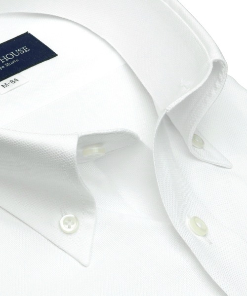 TOKYO SHIRTS（トウキョウシャツ）の「透け防止 形態安定ノーアイロン ボタンダウン 長袖ビジネスワイシャツ（ビジネスシャツ・メンズ・ホワイト・首回り37cm-裄丈80cm/首回り43cm-裄丈82cm/首回り39cm-裄丈80cm/首回り41cm-裄丈86cm/首回り43cm-裄丈86cm/首回り42cm-裄丈86cm/首回り39cm-裄丈84cm/首回り42cm-裄丈82cm/首回り41cm-裄丈82cm/首回り37cm-裄丈84cm）」の2枚目の写真