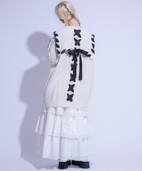 Candy Stripper(キャンディストリッパー)の「LACY TIRED スカート(スカート・レディース・ブラック/オフホワイト・2)」の5枚目の写真