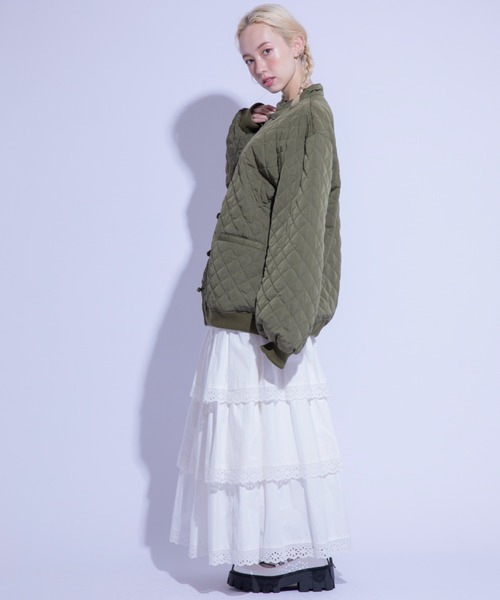 Candy Stripper(キャンディストリッパー)の「LACY TIRED スカート(スカート・レディース・ブラック/オフホワイト・2)」の7枚目の写真