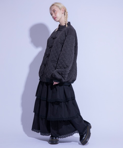 Candy Stripper(キャンディストリッパー)の「LACY TIRED スカート(スカート・レディース・ブラック/オフホワイト・2)」の9枚目の写真