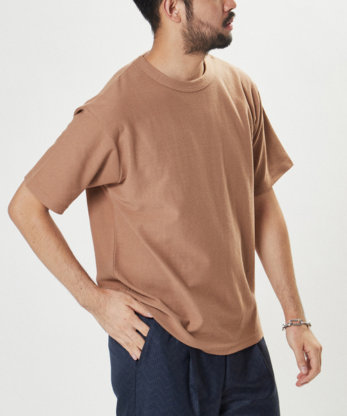 EDIFICE(エディフィス)の「ギザコットン クレープ Tシャツ(Tシャツ/カットソー・メンズ・ブラック/ベージュ/ライトグリーン/サファリグリーン/ホワイト×ホワイト/シャーベット・SMALL/MEDIUM/LARGE)」の20枚目の写真