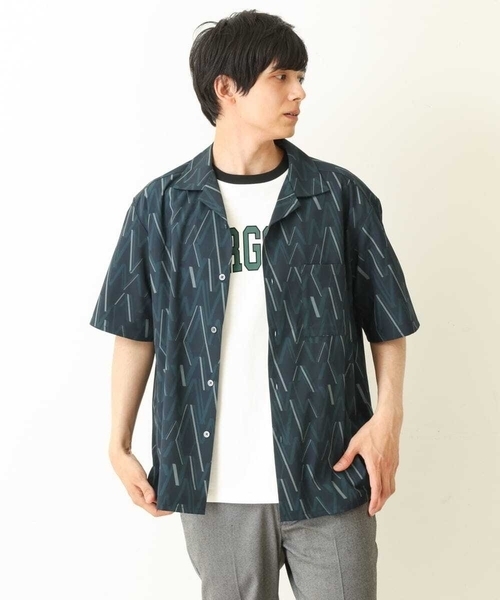 a.v.v（アーヴェヴェ）の「幾何学柄プリントオープンカラーシャツ（シャツ/ブラウス・メンズ・ネイビー/ブラック・46/48/50）」の9枚目の写真