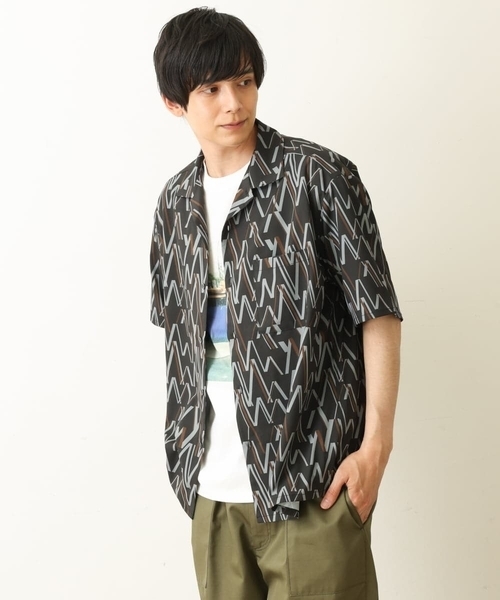 a.v.v（アーヴェヴェ）の「幾何学柄プリントオープンカラーシャツ（シャツ/ブラウス・メンズ・ネイビー/ブラック・46/48/50）」の12枚目の写真