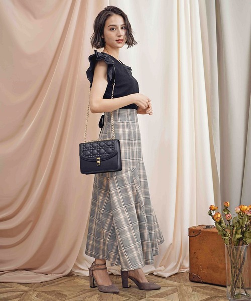 NOELA（ノエラ）の「フレアヘムハイウエストチェックスカート（スカート・レディース・ベージュ/グリーン/ボルドー・S/M）」の14枚目の写真