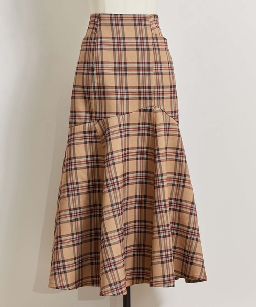 NOELA（ノエラ）の「フレアヘムハイウエストチェックスカート（スカート・レディース・ベージュ/グリーン/ボルドー・S/M）」の17枚目の写真