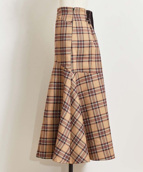 NOELA（ノエラ）の「フレアヘムハイウエストチェックスカート（スカート・レディース・ベージュ/グリーン/ボルドー・S/M）」の19枚目の写真