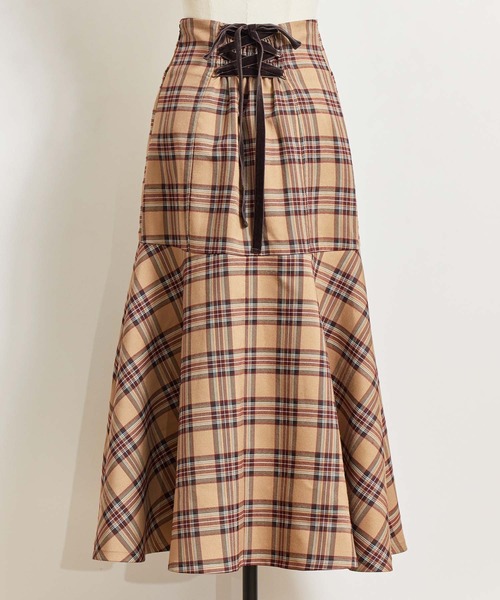 NOELA（ノエラ）の「フレアヘムハイウエストチェックスカート（スカート・レディース・ベージュ/グリーン/ボルドー・S/M）」の20枚目の写真