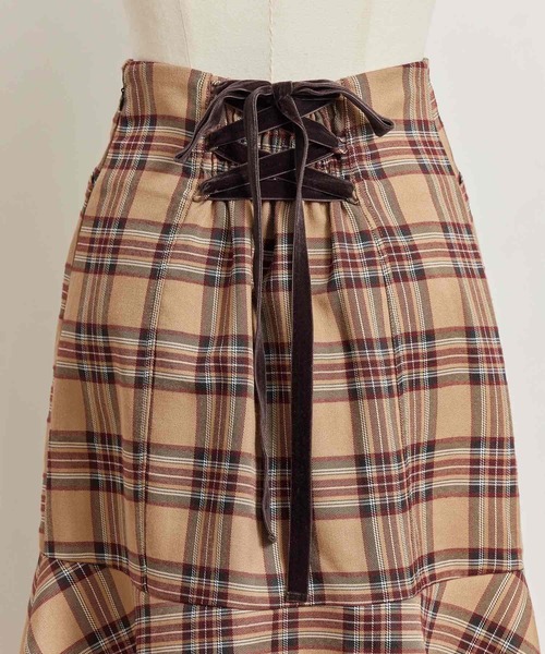 NOELA（ノエラ）の「フレアヘムハイウエストチェックスカート（スカート・レディース・ベージュ/グリーン/ボルドー・S/M）」の21枚目の写真