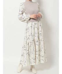 MERCURYDUO | フラワードッキングティアードニットワンピース(ワンピース)