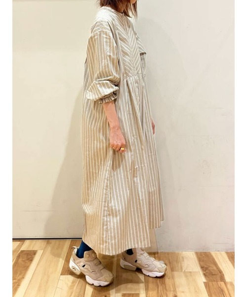 sm2rhythm(サマンサモスモスリズム)の「前後2WAYストライプワンピース(ワンピース・レディース・ベージュ/ネイビー/ブルー・フリ-)」の5枚目の写真