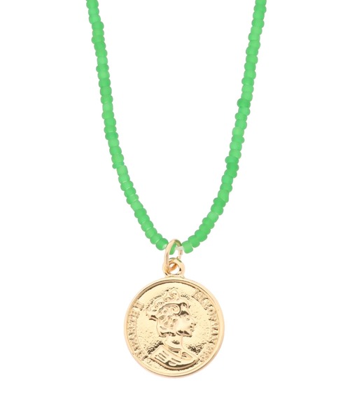 CRAFT STANDARD BOUTIQUE（クラフトスタンダードブティック）の「コイントップビーズネックレス　＊（ネックレス・レディース・グリーン/ブルー/レッド・FREE）」の2枚目の写真