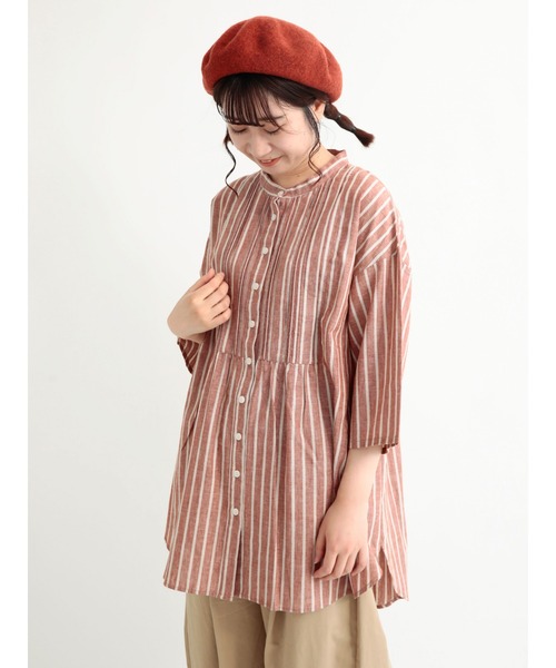 Samansa Mos2（サマンサ モスモス）の「コットンリネンシャツチュニック（シャツ/ブラウス・レディース・ベージュ/ブラウン/グリーン/チャコール・ﾌﾘ-）」の17枚目の写真