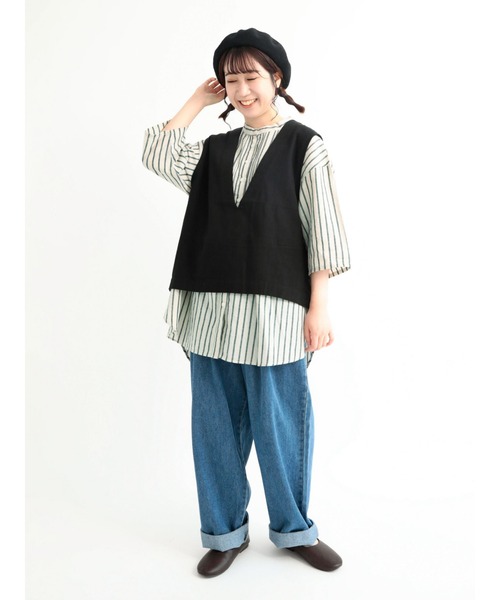 Samansa Mos2（サマンサ モスモス）の「コットンリネンシャツチュニック（シャツ/ブラウス・レディース・ベージュ/ブラウン/グリーン/チャコール・ﾌﾘ-）」の21枚目の写真