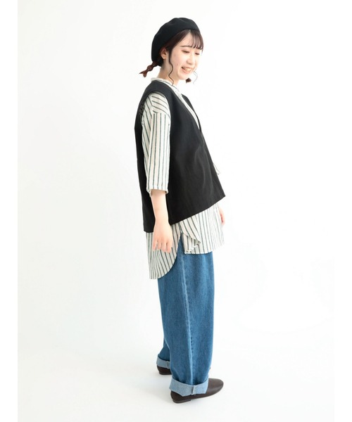 Samansa Mos2（サマンサ モスモス）の「コットンリネンシャツチュニック（シャツ/ブラウス・レディース・ベージュ/ブラウン/グリーン/チャコール・ﾌﾘ-）」の15枚目の写真