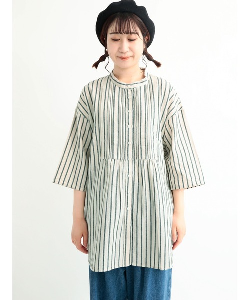 Samansa Mos2（サマンサ モスモス）の「コットンリネンシャツチュニック（シャツ/ブラウス・レディース・ベージュ/ブラウン/グリーン/チャコール・ﾌﾘ-）」の13枚目の写真