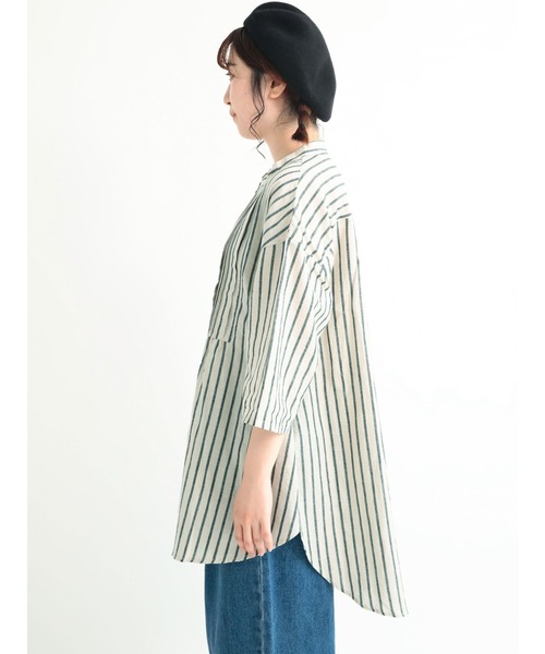 Samansa Mos2（サマンサ モスモス）の「コットンリネンシャツチュニック（シャツ/ブラウス・レディース・ベージュ/ブラウン/グリーン/チャコール・ﾌﾘ-）」の18枚目の写真