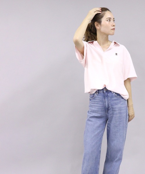 GIORDANO（ジョルダーノ）の「[GIORDANO] スモールライオン刺繍UVカットDRY鹿子ポロシャツ（ポロシャツ・レディース・ホワイト/ブラック/ダークグリーン/ライトピンク・MEDIUM/LARGE/X-LARGE）」の12枚目の写真