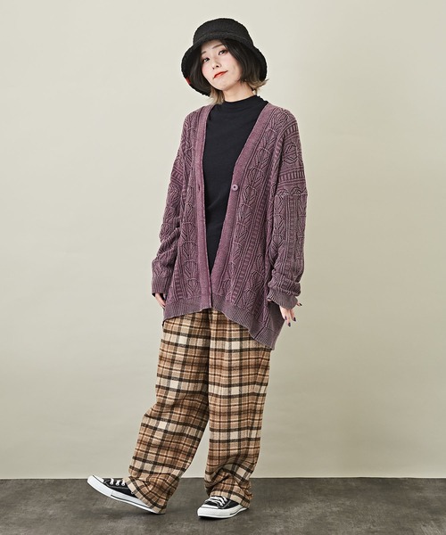 CUBE SUGAR（キューブシュガー）の「チェックタックパンツ（その他パンツ・レディース・ベージュ/グリーン/サックスブルー・M）」の8枚目の写真