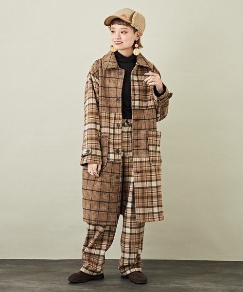 CUBE SUGAR（キューブシュガー）の「チェックタックパンツ（その他パンツ・レディース・ベージュ/グリーン/サックスブルー・M）」の11枚目の写真