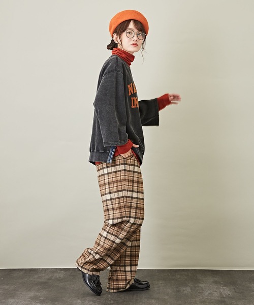 CUBE SUGAR（キューブシュガー）の「チェックタックパンツ（その他パンツ・レディース・ベージュ/グリーン/サックスブルー・M）」の14枚目の写真