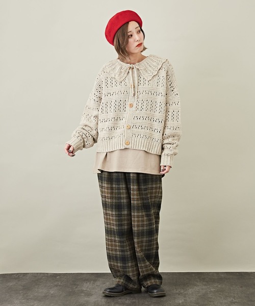 CUBE SUGAR（キューブシュガー）の「チェックタックパンツ（その他パンツ・レディース・ベージュ/グリーン/サックスブルー・M）」の19枚目の写真