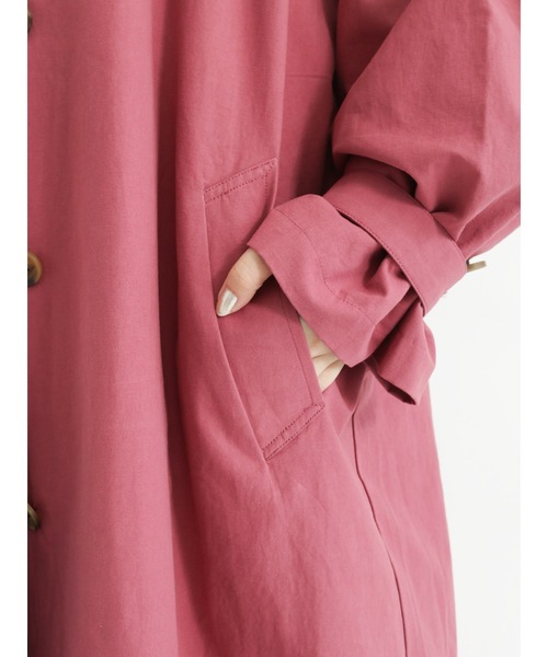 Samansa Mos2（サマンサ モスモス）の「ステンカラータック袖コート（ステンカラーコート・レディース・ベージュ/ネイビー/カーキ/ピンク・ﾌﾘ-）」の14枚目の写真