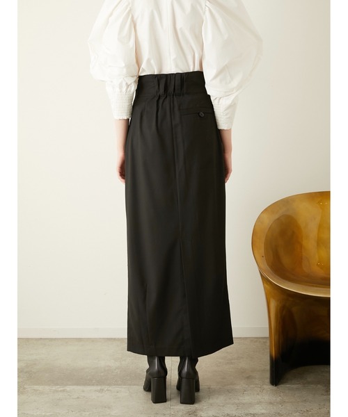 LA PEAU DE GEM（ラポドゥジェム）の「【LA PEAU DE GEM】ハイウエストラップスカート（スカート・レディース・ブラック/ネイビー・36/38）」の7枚目の写真