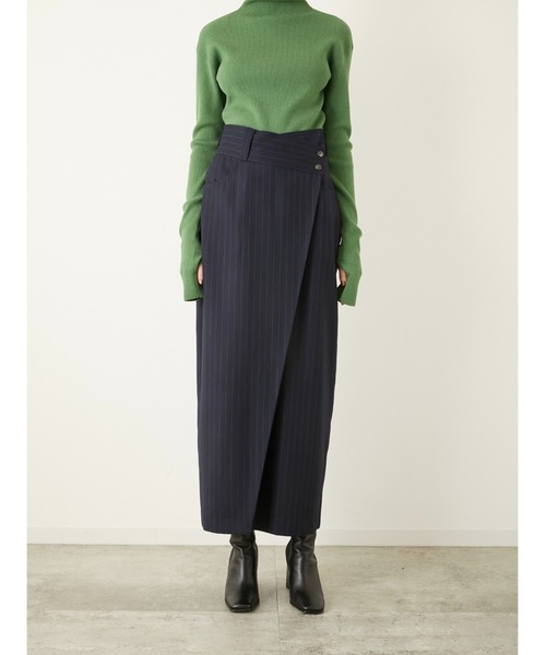 LA PEAU DE GEM（ラポドゥジェム）の「【LA PEAU DE GEM】ハイウエストラップスカート（スカート・レディース・ブラック/ネイビー・36/38）」の12枚目の写真