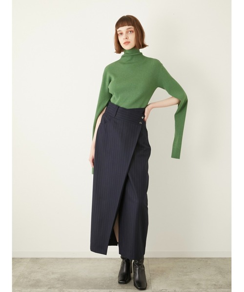 LA PEAU DE GEM（ラポドゥジェム）の「【LA PEAU DE GEM】ハイウエストラップスカート（スカート・レディース・ブラック/ネイビー・36/38）」の3枚目の写真