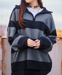 SPINNS | ハーフジップデザイン オーバーサイズニット(ニット/セーター)