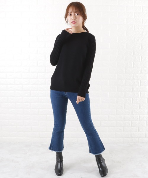 Lace Ladies（レースレディース）の「袖ケーブル編みニットプルオーバー（ニット/セーター・レディース・グレイッシュベージュ/グレー/ブラック/ベージュ・FREE）」の20枚目の写真