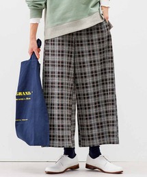 リブ イン コンフォート きちんと見せもらくちんもおまかせ 上品チェックのジャカードカットソーガウチョパンツ