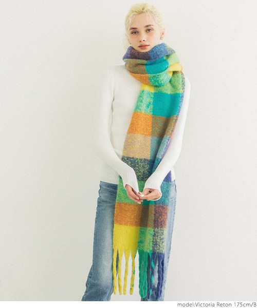 coca(coca)(コカ)の「ふわふわ起毛チェックマフラー(マフラー・レディース・B/A・ONE SIZE)」の12枚目の写真